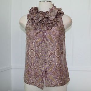 J. Crew Kelsey Ruffle Silk Blouse 100% silk tank button down